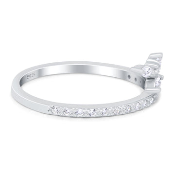 Half Eternity Fashion Ring Marquise Simulated Cubic Zirconia 925 Sterling Silver (9mm)